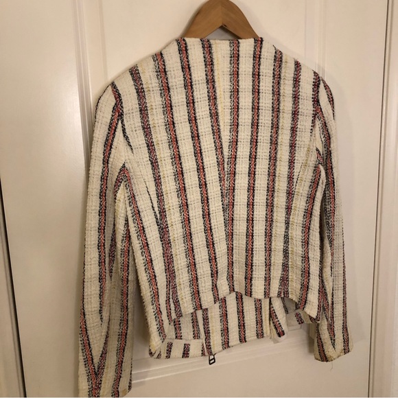 Veronica Beard red And White tweed moto asymmetric blazer zip up Jacket Sz 0 - Picture 13 of 16